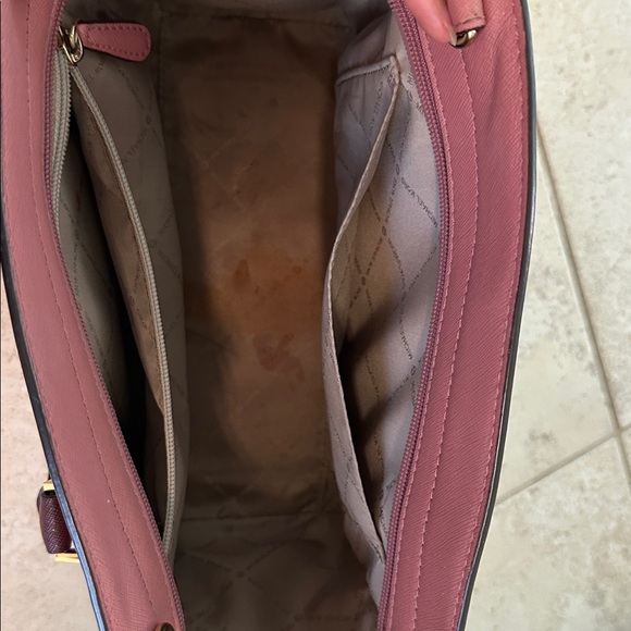 Michael Kors Rose Pink Tote with Burgundy Accents - Picture 6 of 6
